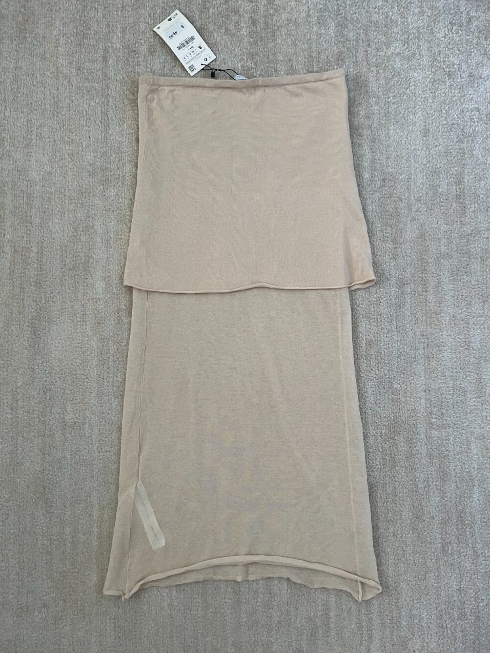 NWT Zara Boho Cotton Tiered Knit Pull On Maxi Skirt S - Picture 4 of 10